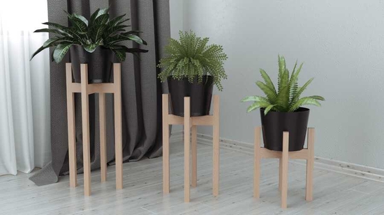 BİEN - BİEN BİE-7001 AHŞAP SAKSI STANDI 3'LÜ SET