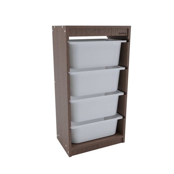 BİENWOOD - BİENWOOD Bie-4004 4'Lü Plastik Çekmeceli Ahşap Raf