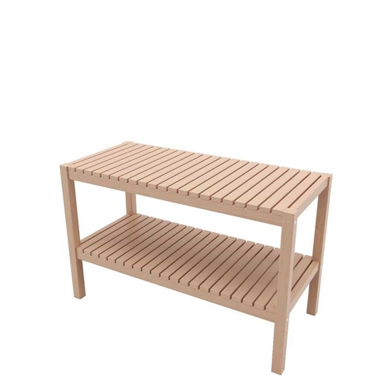 BİEN - Bienwood Bie-7017 Ahşap Izgaralı 2 Raflı Banyo Rafı