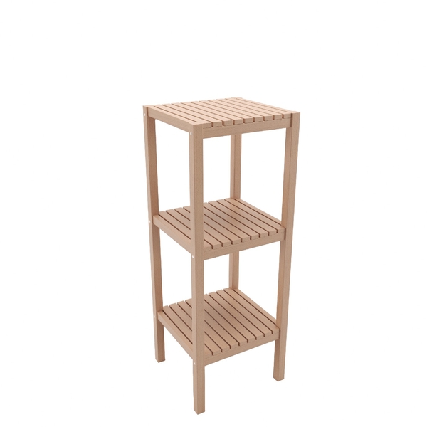BİENWOOD - BİENWOOD BİE-7018 AHŞAP IZGARALI 3 RAFLI BANYO RAFI
