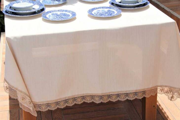 Lady Kapuççino Keten Dikdörtgen Masa Örtüsü